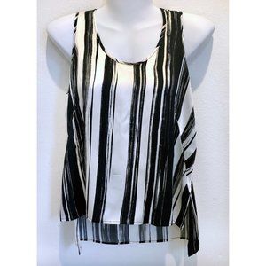 Laura Delman White & Black Striped Silk Tank sz 4
